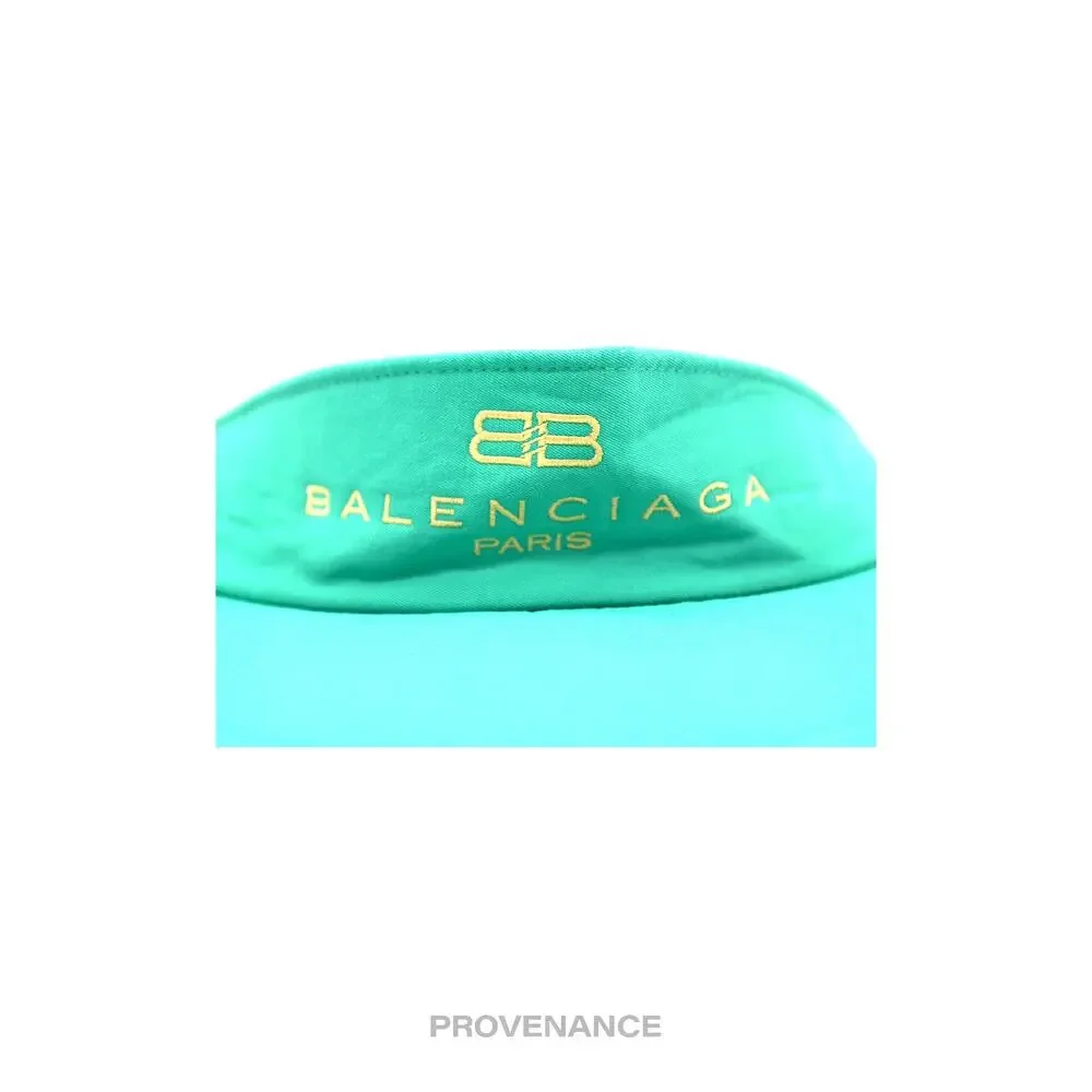 🔴 Balenciaga BB Logo Embroidered Visor - Green Vintage NOS